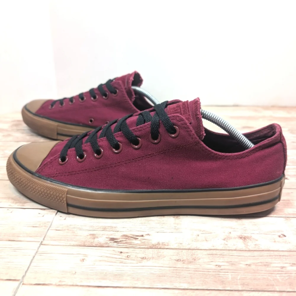 Converse All Star Low Top Wine Tan Gum Outsole Black Laces Dark Red Men's 11 - Picture 3 of 16